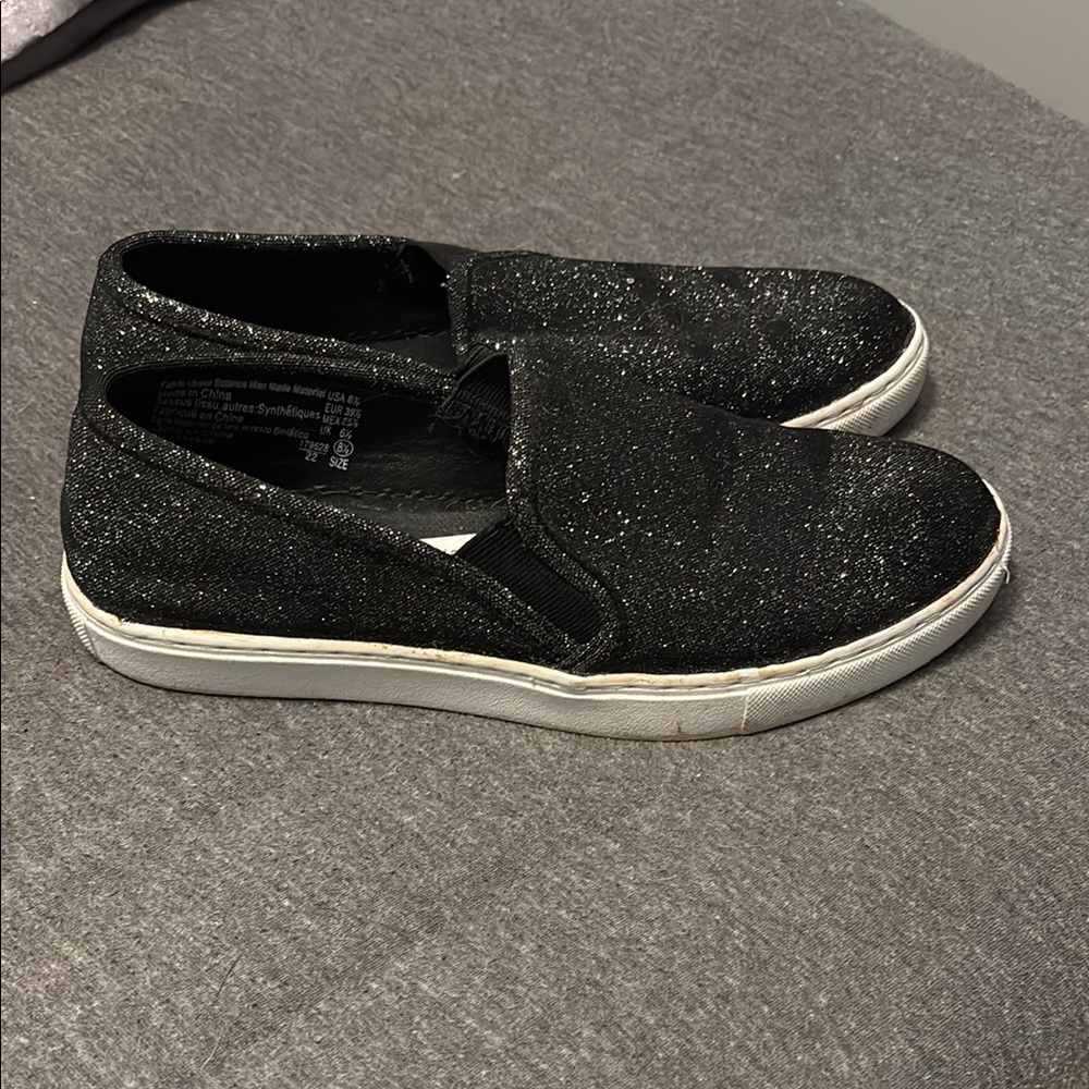 Brash Black Glitter Slip-On Sneakers